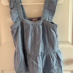 SO Kids Light Blue Ruffled Overalls